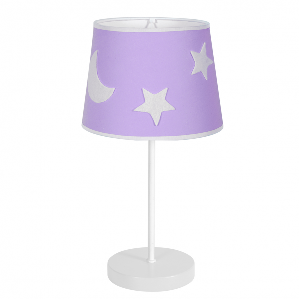 Lámpara sobremesa Firmamento Lila 38x18 cm de Abrila, diseño infantil con certificación CE y materiales reciclables para habitación de niños, ideal para decoración luminosa y segura.