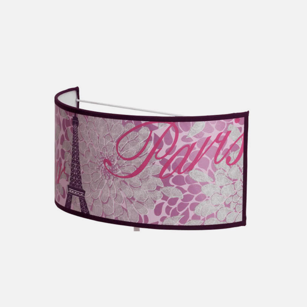 Aplique de pared Eiffel Lila moderno de Abrila, modelo 055361019 con 1 bombilla E27 y medidas 18x30 cm, diseño contemporáneo en color lila para iluminación elegante del hogar.