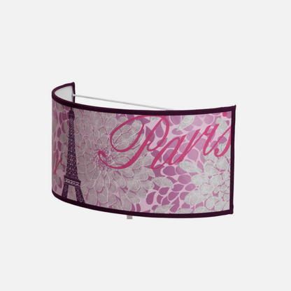 Aplique de pared Eiffel Lila moderno de Abrila, modelo 055361019 con 1 bombilla E27 y medidas 18x30 cm, diseño contemporáneo en color lila para iluminación elegante del hogar.