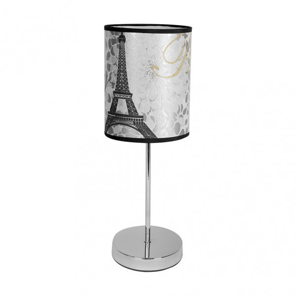 Lámpara sobremesa Eiffel en plata de Abrila, diseño parisino moderno con inspiración en la Torre Eiffel, 1 bombilla E14, dimensiones 43x16 cm, iluminación decorativa reciclable y certificada CE