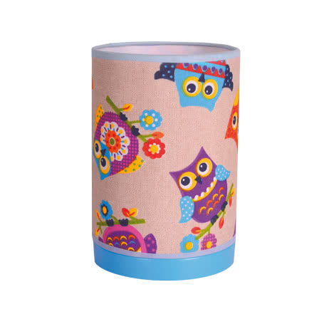 Lámpara sobremesa infantil Serie Buhos Verde 1xE27 de Abrila, diseño ecológico con búhos adorables para decoración de habitaciones infantiles, iluminación segura certificada CE, ideal para niños.