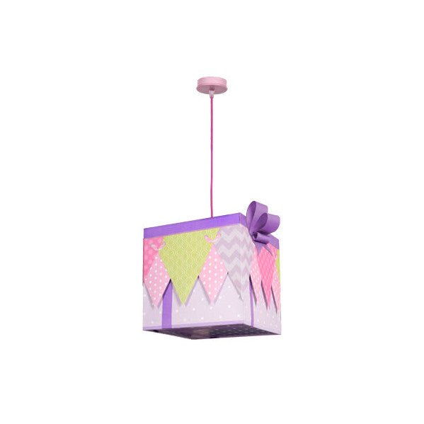 Colgante infantil grande Serie Regalo Lila 1xE27 de Abrila, lámpara colgante decorativa para habitación de niños en color lila, ideal como regalo infantil con casquillo E27, modelo 056893019