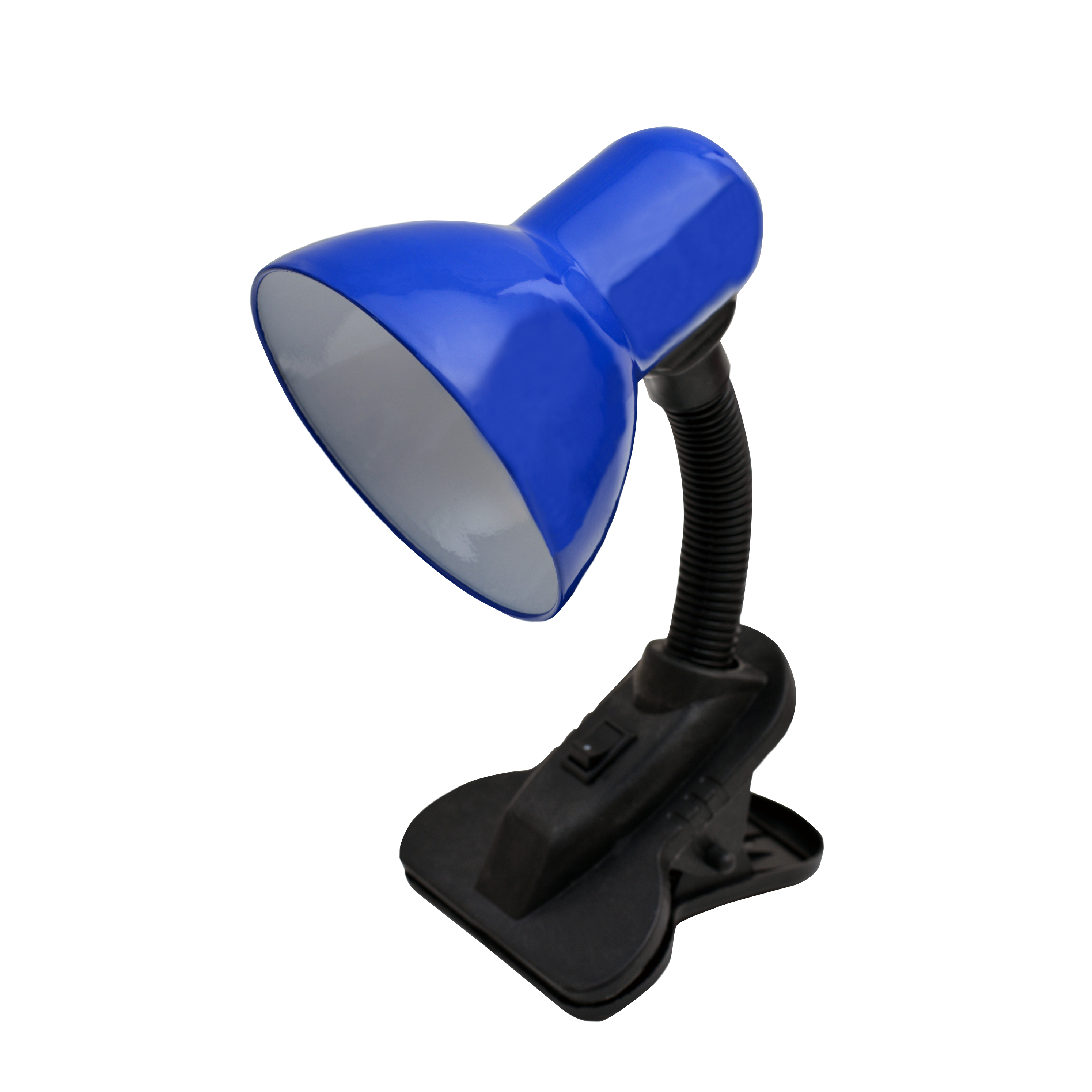 ```
Flexo Dedalo Azul E27 con pinza de metal para escritorio, ideal para iluminación doméstica. Producto Fabrilamp (060371008).
```