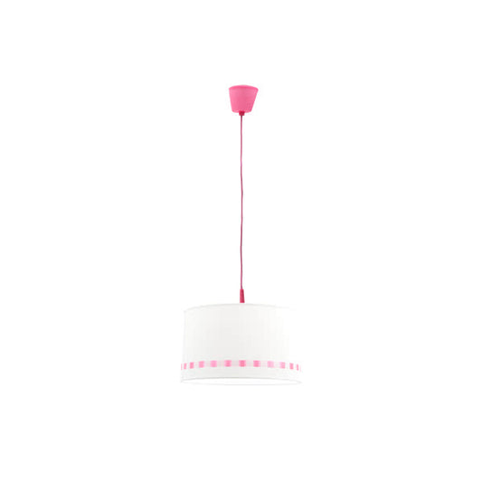 Colgante infantil lacito rosa 1xE27 de Abrila (ref. 064193500), lámpara colgante decorativa para nursery con diseño reciclable y certificado CE, iluminación suave en color rosa para habitaciones de niños.