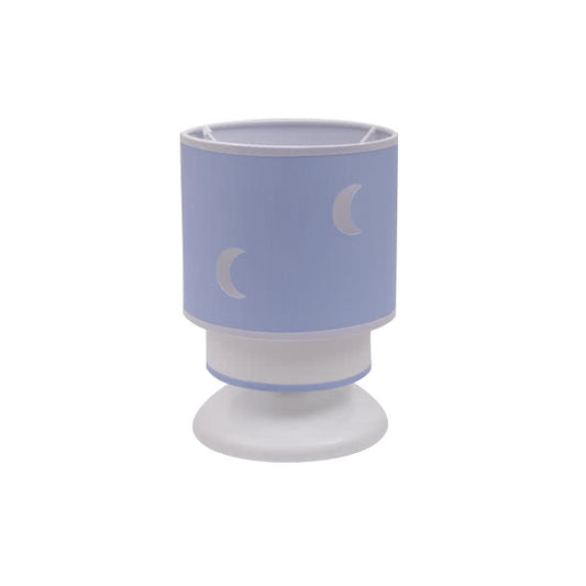 Lámpara sobremesa Orbita Celeste de Abrila para habitación infantil, diseño celeste con luz cálida 1xE14, certificada CE y fabricada con materiales reciclados, ideal para decoración de niños (modelo 067271048).