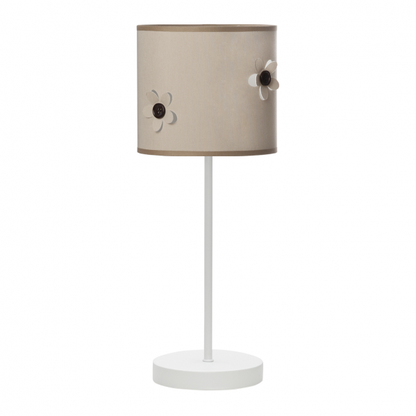 Lámpara sobremesa Botón Piedra Beige de Abrila, modelo 068971015, con base de piedra en tono beige natural, ideal para decoración infantil y dormitorio de niños, iluminación E14 para interiores acogedores, parte de la serie Botón con diseño textil suave y ai2.