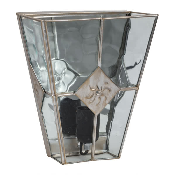 Aplique de pared Estepa Oro de Abrila, modelo AI2 con bombilla E27, dimensiones 25x20x12 cm, diseño rústico en metal dorado y cristal para decoración interior doméstica, referencia 075561029