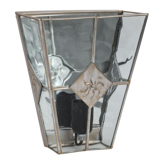 Aplique de pared Estepa Oro de Abrila, modelo AI2 con bombilla E27, dimensiones 25x20x12 cm, diseño rústico en metal dorado y cristal para decoración interior doméstica, referencia 075561029