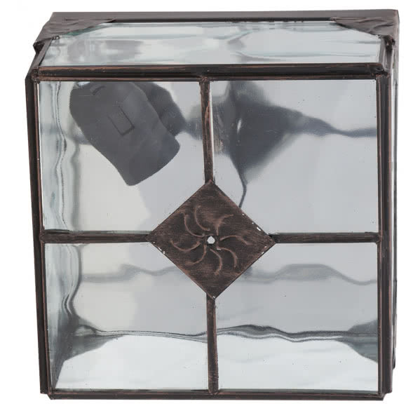 Plafón Estepa Cobre 1xE27 de Fabrilamp, luminaria de metal con acabado cobre y cristal, iluminación rústica para dormitorio o salón.