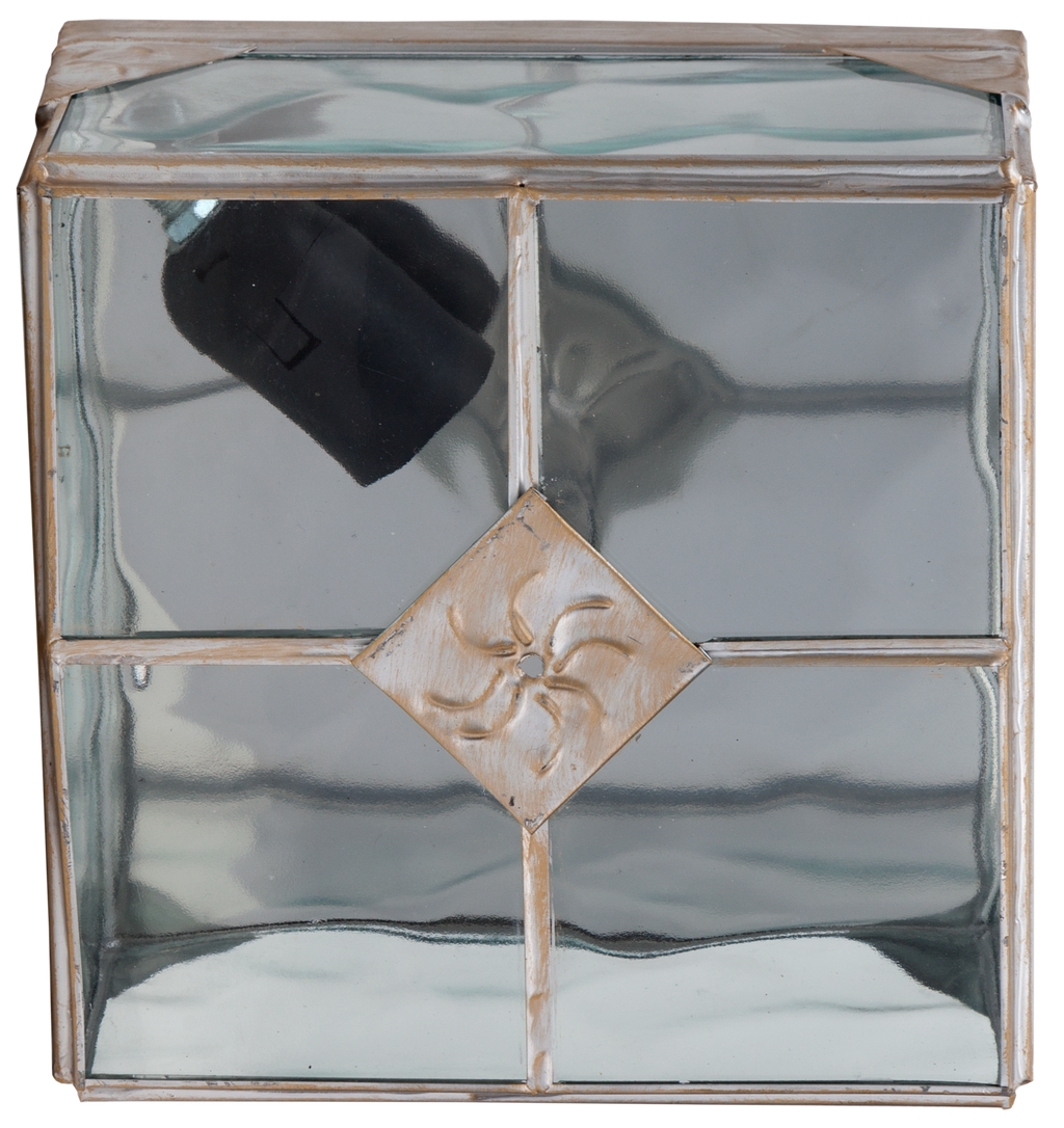 Plafón Estepa Oro 1xE27 de Fabrilamp — iluminación interior rústica en metal y cristal dorado, modelo 075582029 para uso doméstico