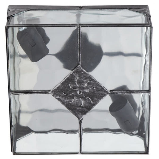 Plafón rústico ESTEPA plata de metal para iluminación interior, Fabrilamp, 2xE27