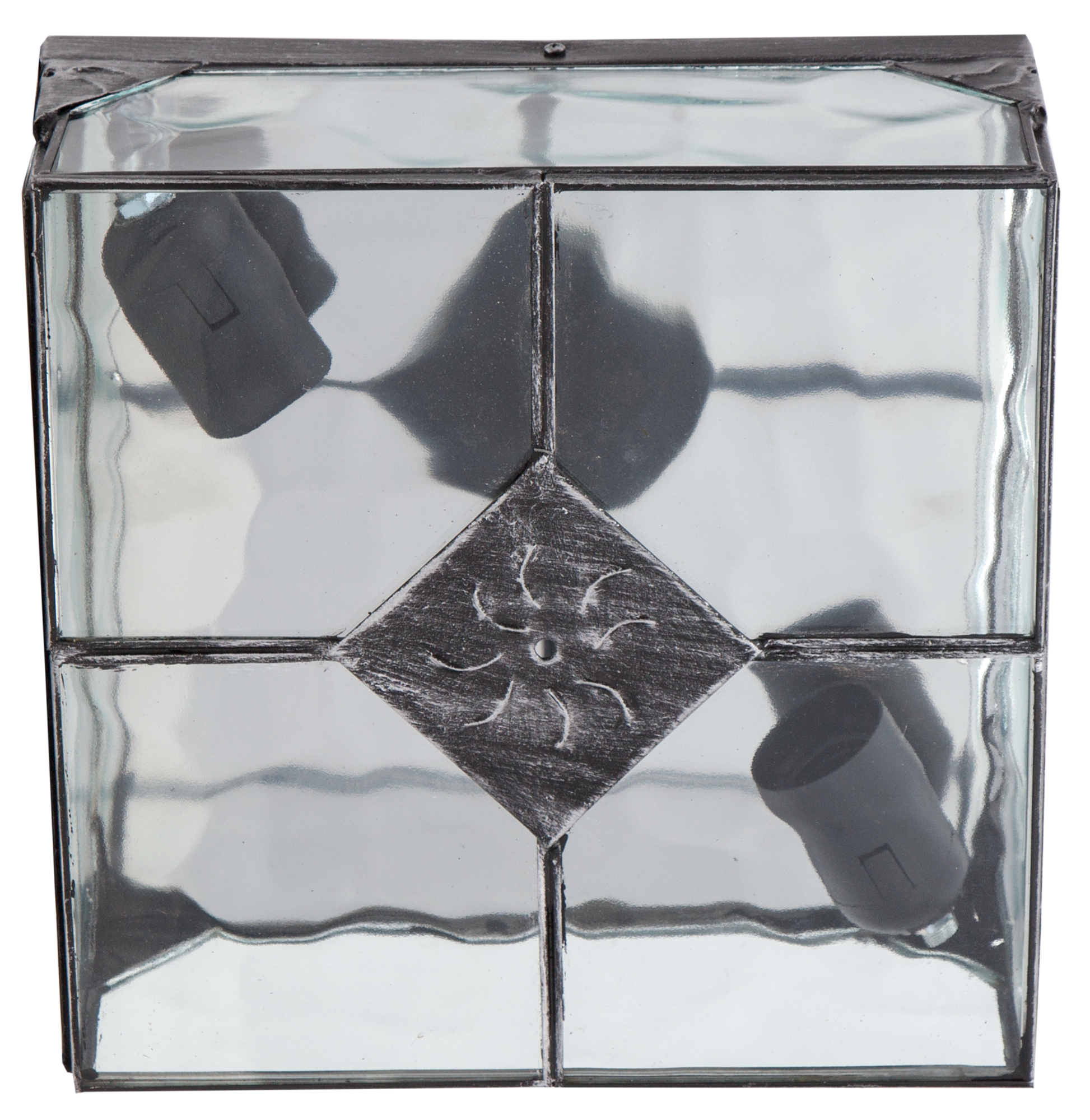 Plafón rústico ESTEPA plata, 2xE27, Fabrilamp – iluminación interior en salón y dormitorio, acabado metal con cristal