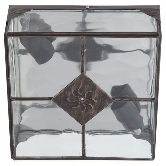 Plafón Estepa Cobre 2xE27 – Fabrilamp, iluminación interior rústica en cobre con detalles de cristal, metal y decoración Estepa (075582511)