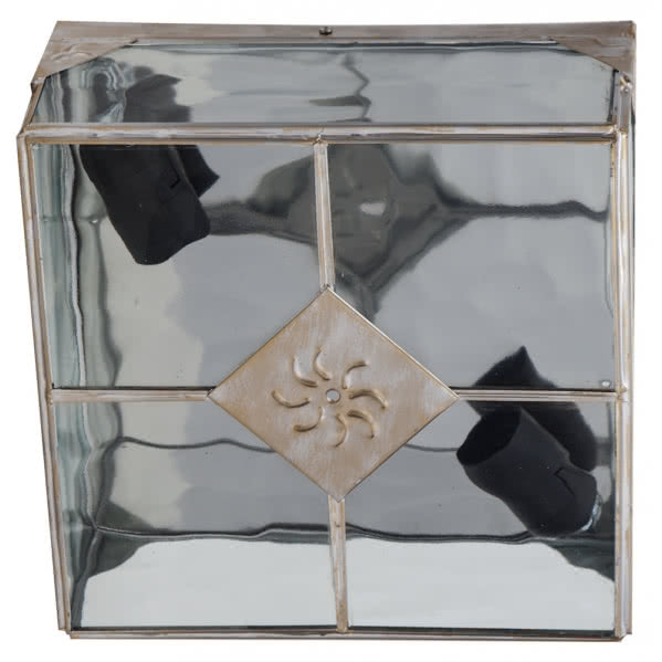 Plafón Estepa Oro 2xE27 de Fabrilamp, iluminación interior doméstica en metal dorado con cristal, estilo rústico.