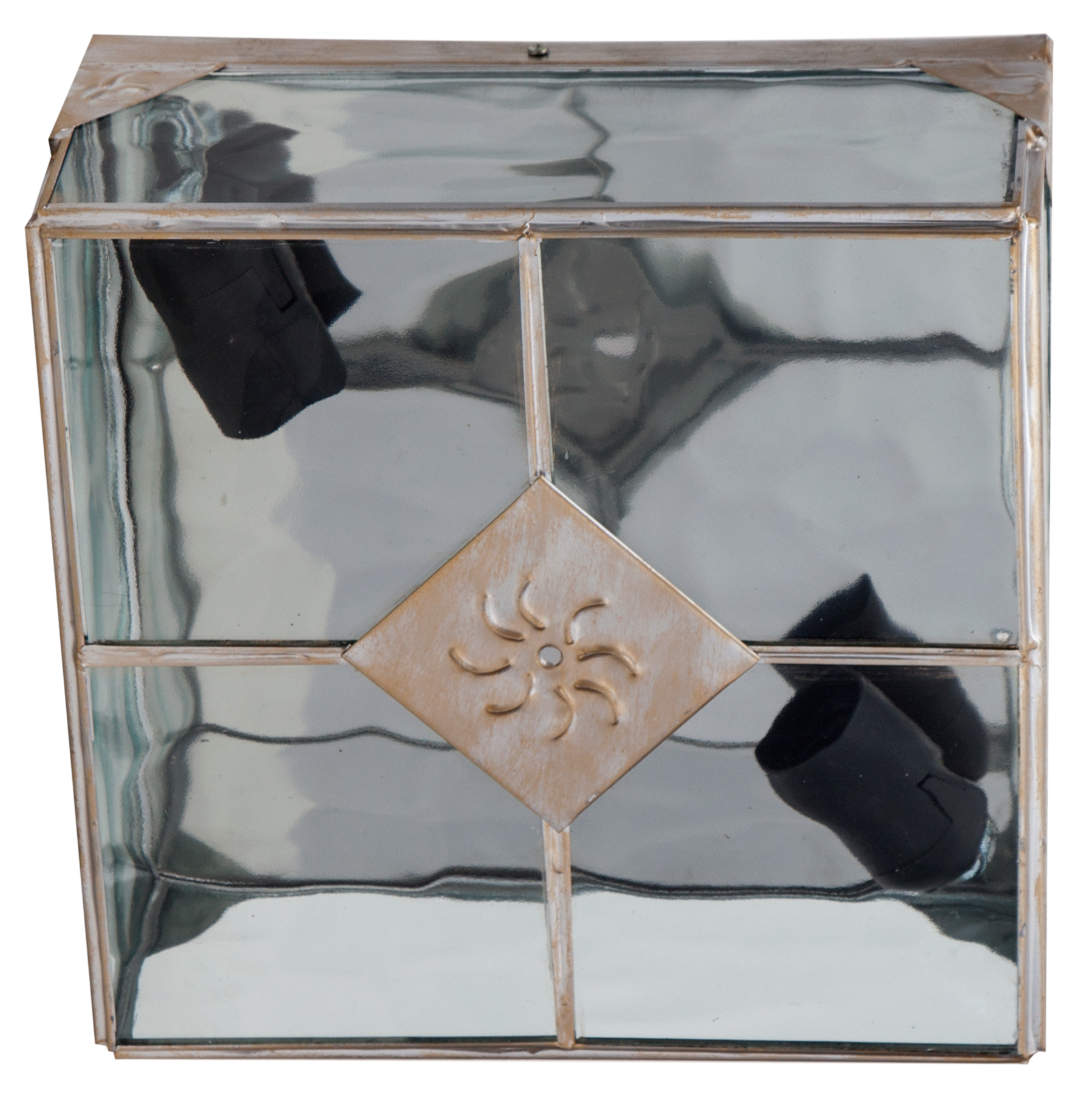 Plafón Estepa Oro 2xE27 de Fabrilamp, iluminación interior en acabado dorado con metal y cristal – código 075582529.