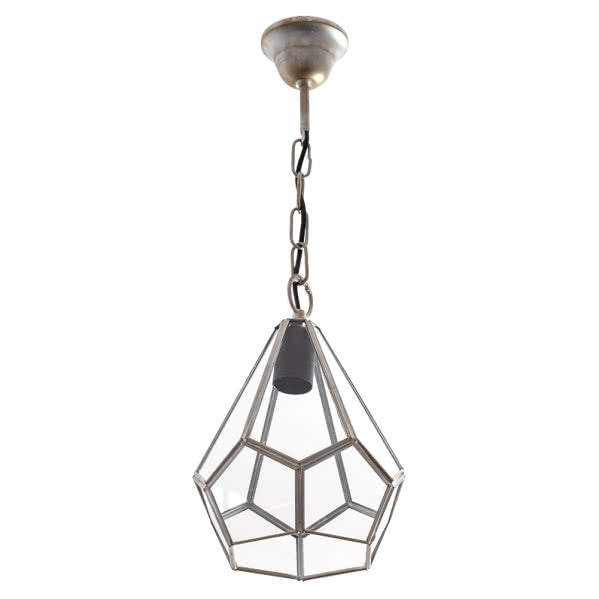 Lámpara colgante Osuna en oro de Abrila, diseño rústico de metal y cristal con 1xE27 para iluminación interior doméstica, referencia 075692029, estilo colgante decorativo AI2