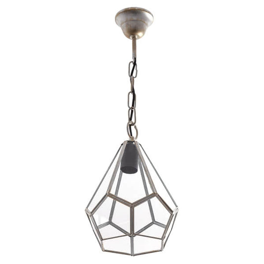 Lámpara colgante Osuna en oro de Abrila, diseño rústico de metal y cristal con 1xE27 para iluminación interior doméstica, referencia 075692029, estilo colgante decorativo AI2