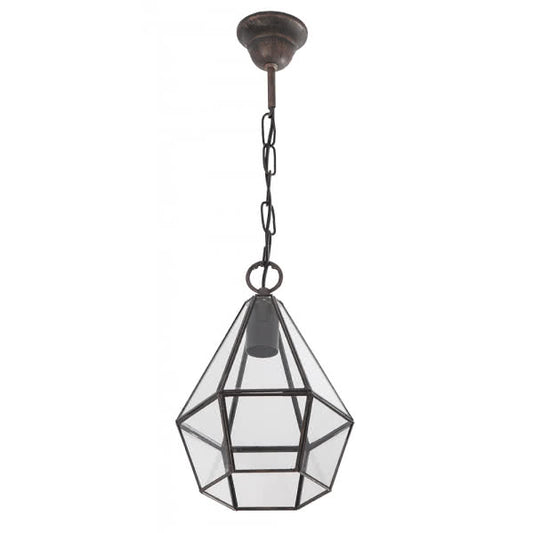 Lámpara colgante Ecija en cobre de Abrila, modelo 075792011 con 1x casquillo E27, diseño rústico de metal y cristal para decoración interior doméstica, estilo ai2 ideal para salones y comedores.