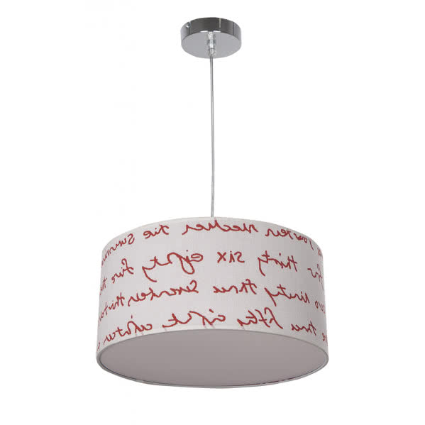 Colgante infantil Letters de Abrila en blanco y rojo con 2 casquillos E27 (076093501), lámpara colgante para decoración doméstica interior con luz difusa ideal para habitaciones de niños
