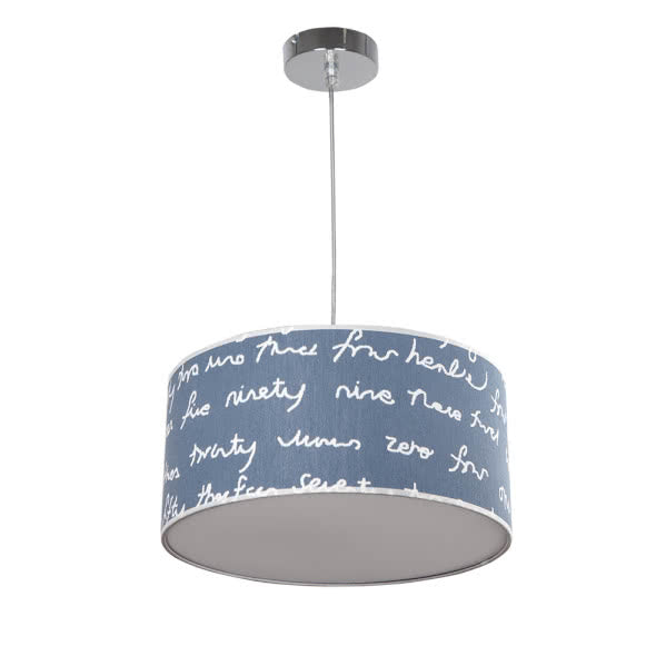 Colgante Letters Azul/Blanco 2xE27 de Abrila, lámpara colgante infantil con diseño letters para decoración interior doméstica, luz difusa en tonos azul y blanco, compatible con bombillas E27, ideal para habitaciones de niños.