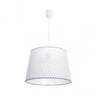 Lámpara colgante Okapi Lila de Abrila, diseño infantil en color lila con bombilla E27, ideal para decoración de habitación de niños, fabricada con materiales de reciclaje, modelo 076193019 con certificación CE.