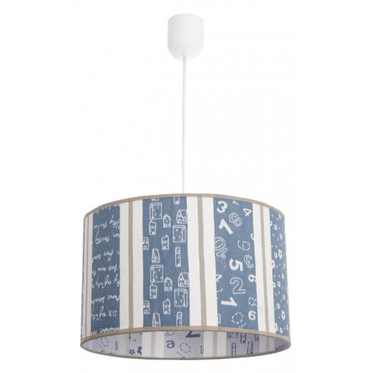 Colgante infantil Retal Celeste de Abrila, lámpara colgante ecológica de 1xe27 para habitación de niños, diseño certificado CE en color celeste suave, ideal para decoración infantil moderna y segura.