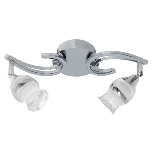 Lámpara moderna Zodiaco en cromo de Abrila, modelo AI2 con 2x5W LED 4000K luz blanca natural, tulipas orientables en metal cromado para iluminación interior y decoración elegante.