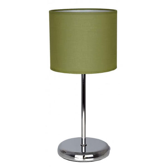Lámpara de sobremesa Adriático verde de Abrila, modelo 077671006 con 1xE14, diseño clásico en metal y textil reciclable para iluminación y decoración del hogar, certificado CE.