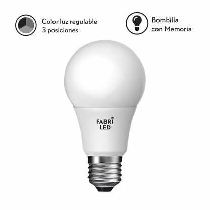 Bombilla LED E27 11W 3000K/6000K de Fabrilamp, modelo 082351115 – ahorro energético, memoria integrada, iluminación interior, luz blanca.