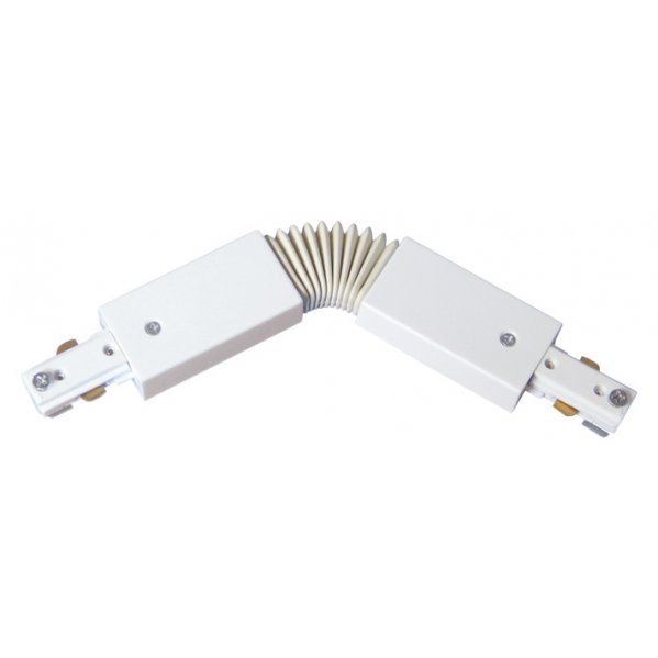 Conector articulable blanco de 2 hilos – Fabrilamp 0840CONECT-A-BL; accesorio de iluminación técnica para interior y exterior, cuerpo de metal y policarbonato.
