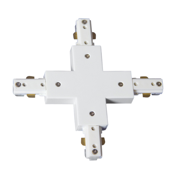 Conector en X negro de 2 hilos para iluminación técnica – Fabrilamp 0840CONECT-X-NE (metal y policarbonato)