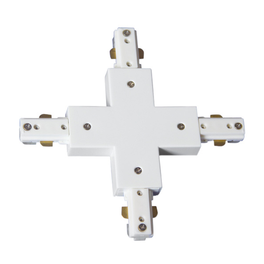 Conector en X negro de 2 hilos para iluminación técnica – Fabrilamp 0840CONECT-X-NE (metal y policarbonato)
