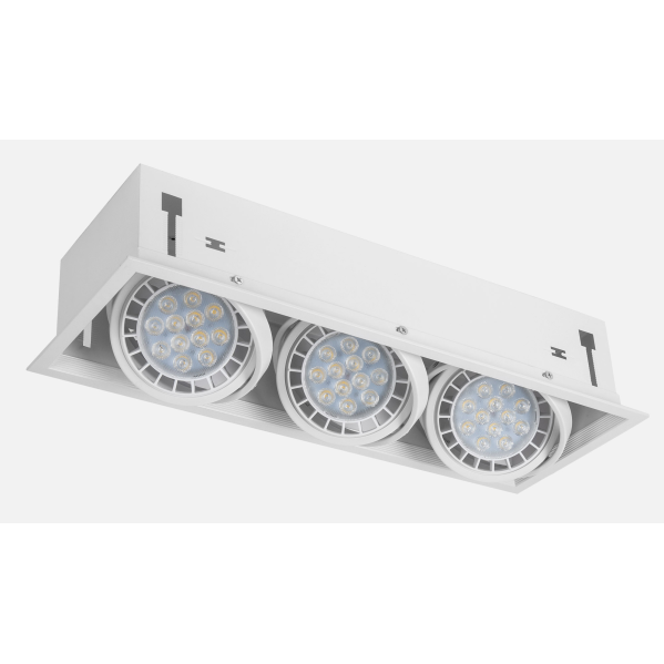 Foco empotrable Kardan Cesar blanco 3xR111, Fabrilamp 092383001, aluminio, iluminación técnica para interior doméstico