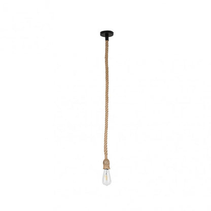 Colgante rústico de cabo negro 140cm con casquillo E27 de Abrila, lámpara colgante de metal vintage para iluminación interior, estilo industrial con cuerda decorativa, modelo 099751002