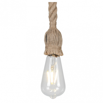 Colgante rústico de cabo negro de 140 cm con casquillo E27, estilo vintage de Abrila (099751002) para iluminación interior en metal y cuerda, ideal para decoración rústica.