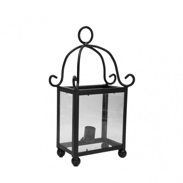 Aplique de pared rústico Forja Monasterio Negro 46x24x14 cm de Abrila, lámpara tradicional de metal y cristal para decoración interior doméstica, estilo monasterio en color negro, modelo 1.660-NEGRO.