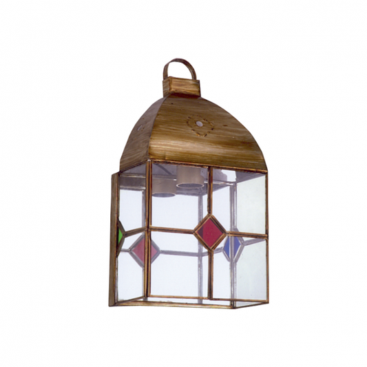 Aplique granadino rústico en cuero y colores, diseño de arte árabe inspirado en la Alhambra, marco de metal con cristal, dimensiones 30x16x10 cm, ideal para decoración interior doméstica, marca Abrila AI2, estilo granadino auténtico.