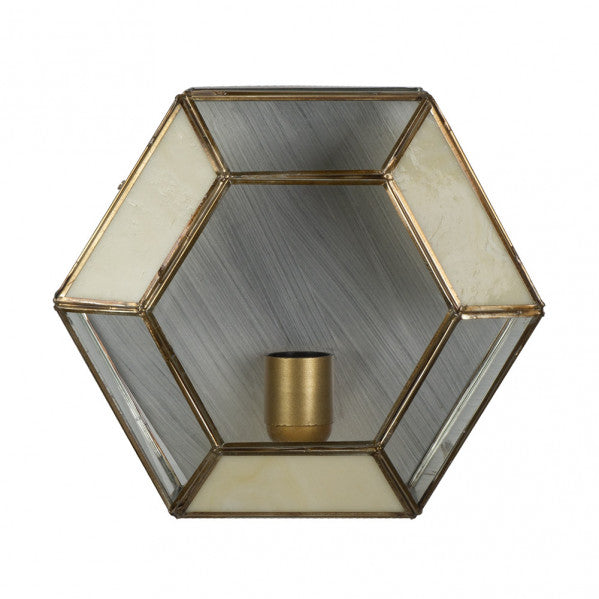 Plafón rústico GRANADINO opalina bronce para iluminación de interior | Fabrilamp 1.873-OPALINA