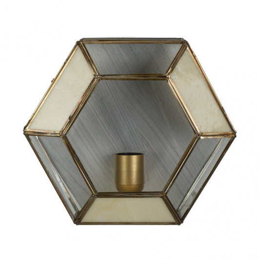 Plafón rústico GRANADINO opalina bronce para iluminación de interior | Fabrilamp 1.873-OPALINA