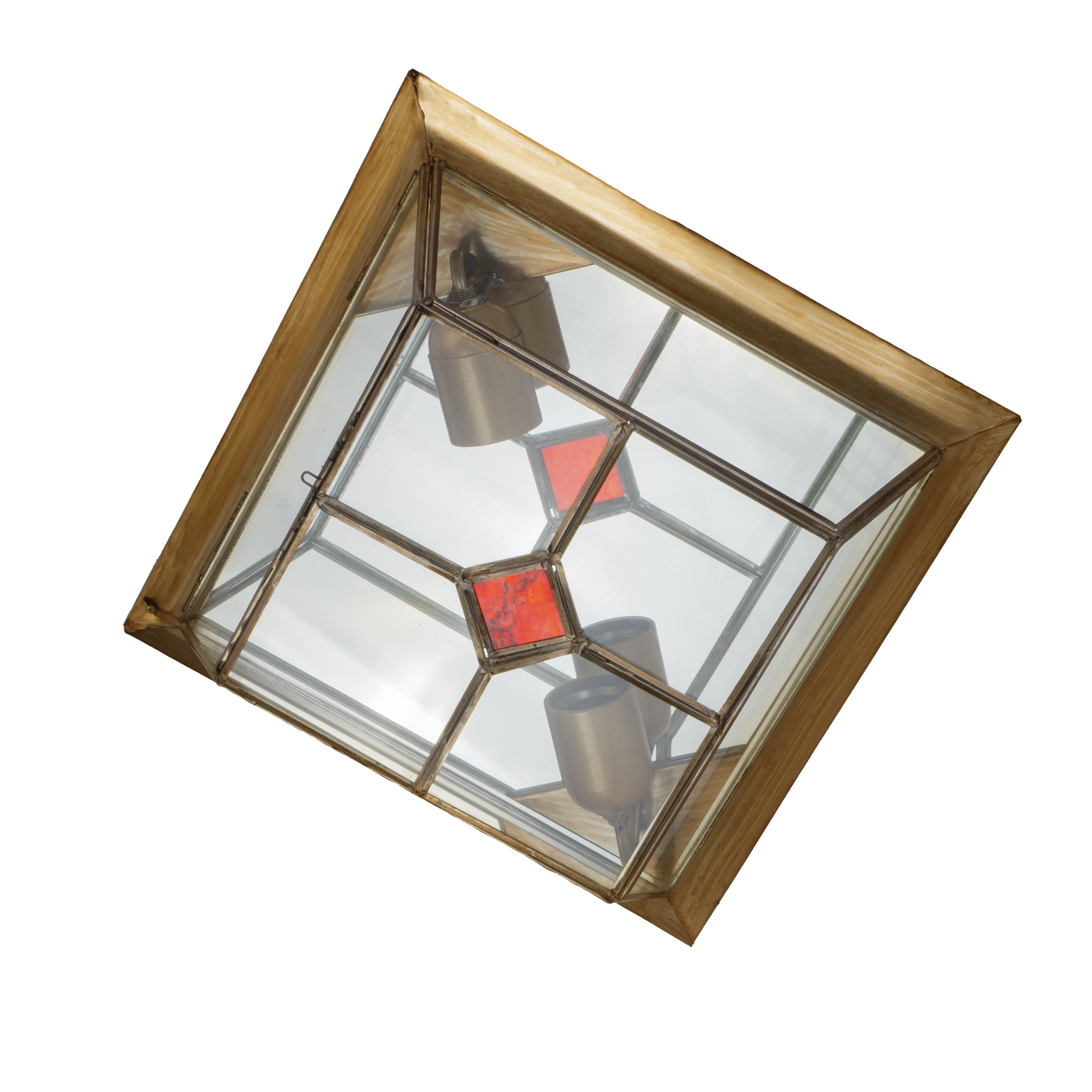 Plafón rústico grande Granadino de cuero y rojo para iluminación interior | Fabrilamp 1.874/GRANDE