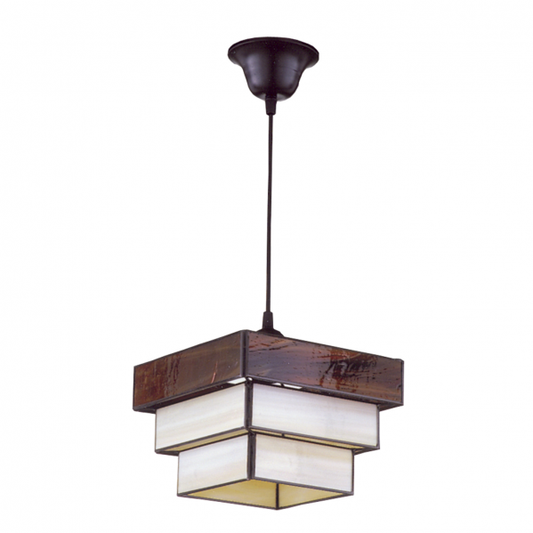 Pequeño colgante de tres pisos en blanco de Abrila, lámpara piramidal rústica ecológica con certificación CE, ideal para iluminación decorativa en estilo rústico moderno.