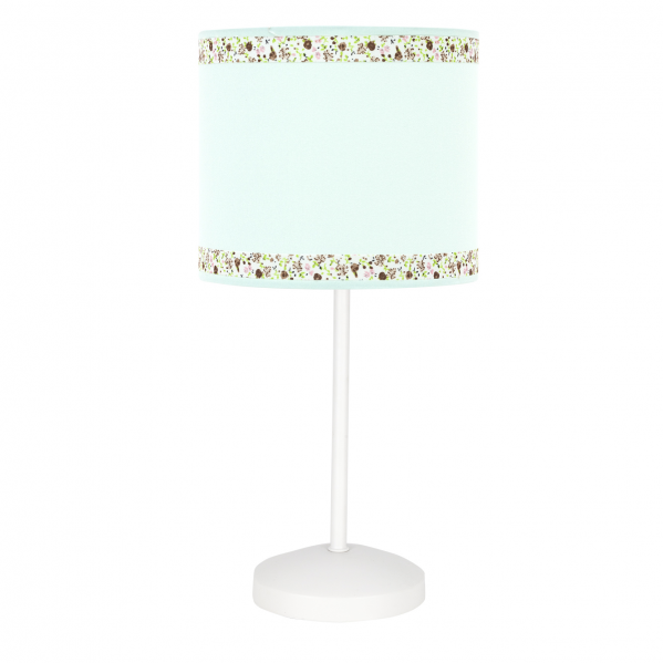 Lámpara de mesa sobremesa cenefa verde agua 1xE14 modelo Abrila 107371037, diseño infantil en metal y textil para decoración de interiores, estilo AI2 moderno y versátil