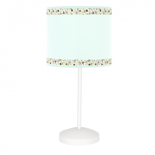 Lámpara de mesa sobremesa cenefa verde agua 1xE14 modelo Abrila 107371037, diseño infantil en metal y textil para decoración de interiores, estilo AI2 moderno y versátil