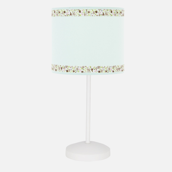 Lámpara de mesa sobremesa cenefa verde agua 1xE14 Abrila 107371037, diseño infantil en metal y textil para decoración de interiores