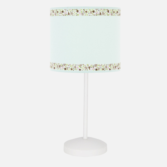 Lámpara de mesa sobremesa cenefa verde agua 1xE14 Abrila 107371037, diseño infantil en metal y textil para decoración de interiores