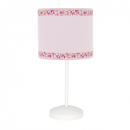 Lámpara sobremesa Cenefa Rosa 1xE14 de Abrila (107371061), diseño infantil en metal y textil rosa para decoración interior y iluminación suave en habitaciones de niños.