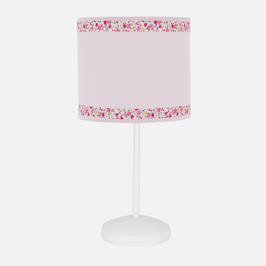 Lámpara sobremesa Cenefa Rosa 1xE14 de Abrila (107371061), diseño infantil en metal textil color rosa para decoración interior y iluminación suave en habitaciones de niños.