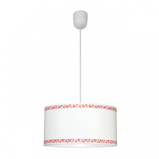 Colgante infantil cenefa en blanco y rosa de Abrila, lámpara colgante decorativa para habitaciones de niños con diseño textil suave y elegante, referencia 107393500