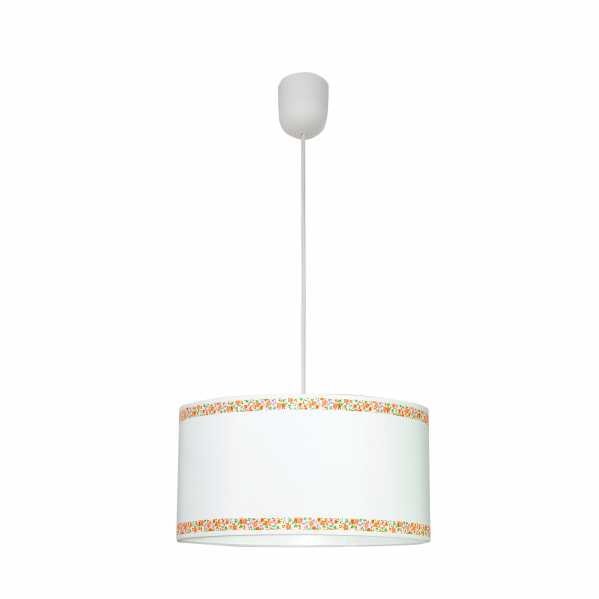 Colgante cenefa blanco y naranja Abrila modelo 107393504, lámpara colgante infantil para decoración de habitación de niños, diseño textil moderno en estilo interior AI2.