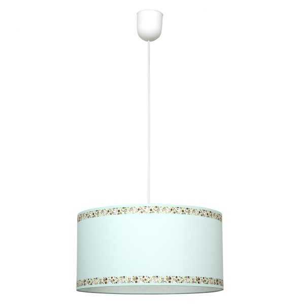 Colgante cenefa verde agua de Abrila, modelo AI2 con diseño floral infantil, lámpara colgante textil de 1xE27 y Ø35cm para decoración de interiores (código 107393537)